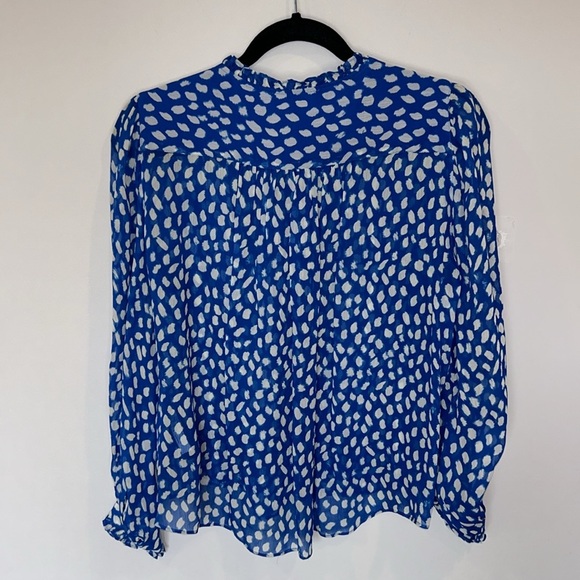 ba&sh Ruffle Bingo Giraffe Print Sheet Blouse Blue - Picture 9 of 12